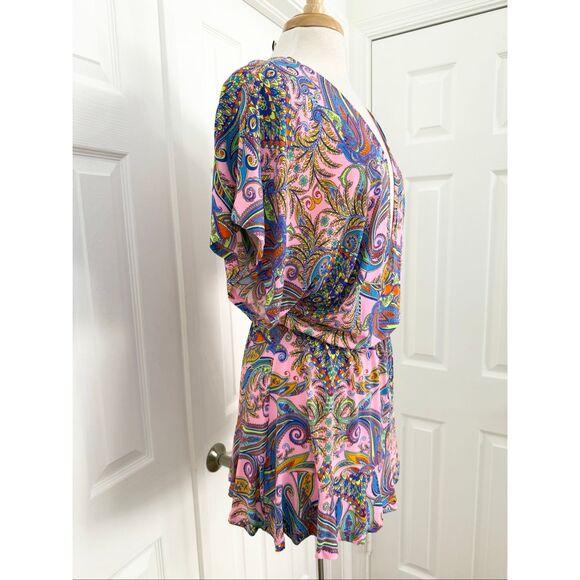 Luli Fama Womens Multicolor Pinkin About You Playera Cover-Up Dress Size Medium - Picture 2 of 6